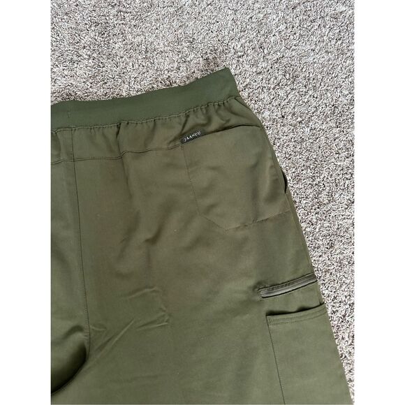 Jaanuu Women’s Plus Size 3X 4-Pocket Relaxed Essential Pants Scrubs Khaki Green - Picture 7 of 13